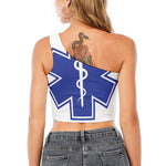The Star Of Life Paramedic Symbol Print One Shoulder Crop Top