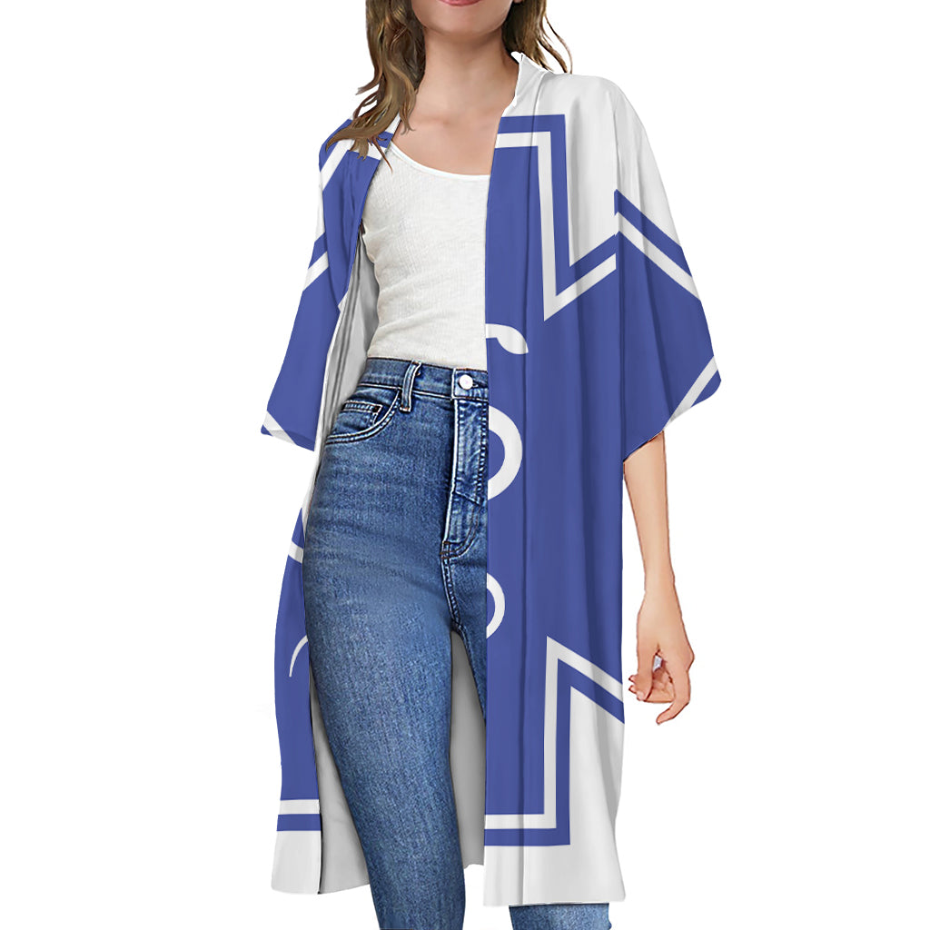 The Star Of Life Paramedic Symbol Print Open Front Beach Cover Up