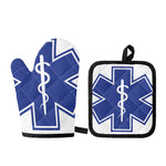 The Star Of Life Paramedic Symbol Print Oven Mitt And Pot Holder Set