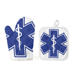 The Star Of Life Paramedic Symbol Print Oven Mitt And Pot Holder Set