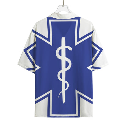 The Star Of Life Paramedic Symbol Print Rayon Hawaiian Shirt
