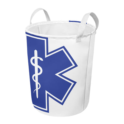 The Star Of Life Paramedic Symbol Print Round Laundry Basket