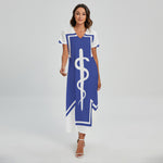 The Star Of Life Paramedic Symbol Print Short Sleeve Maxi Dress