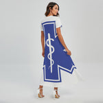 The Star Of Life Paramedic Symbol Print Short Sleeve Maxi Dress