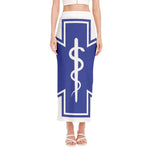 The Star Of Life Paramedic Symbol Print Side Slit Maxi Skirt