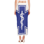 The Star Of Life Paramedic Symbol Print Side Slit Maxi Skirt