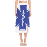 The Star Of Life Paramedic Symbol Print Side Slit Midi Skirt