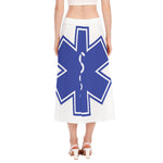 The Star Of Life Paramedic Symbol Print Side Slit Midi Skirt