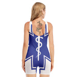 The Star Of Life Paramedic Symbol Print Sleeveless One Piece Swimsuit