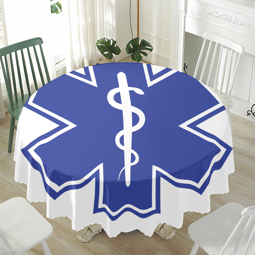 The Star Of Life Paramedic Symbol Print Waterproof Round Tablecloth
