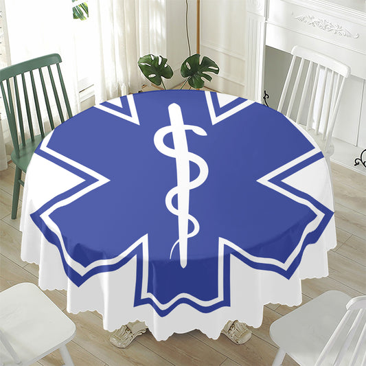 The Star Of Life Paramedic Symbol Print Waterproof Round Tablecloth