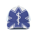 The Star Of Life Paramedic Symbol Print White Mesh Trucker Hat