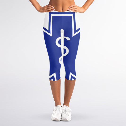 The Star Of Life Paramedic Symbol Print Women's Capri Leggings