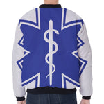 The Star Of Life Paramedic Symbol Print Zip Sleeve Bomber Jacket