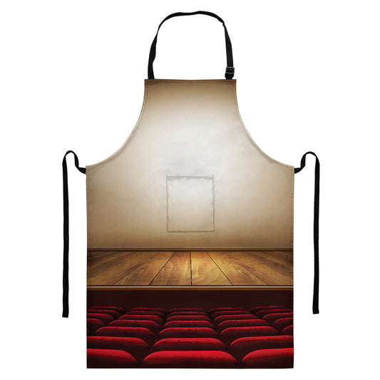 Theater Stage Print Bib Apron With Pocket