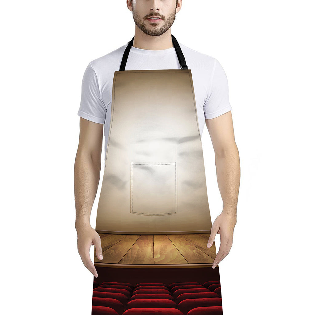 Theater Stage Print Bib Apron With Pocket