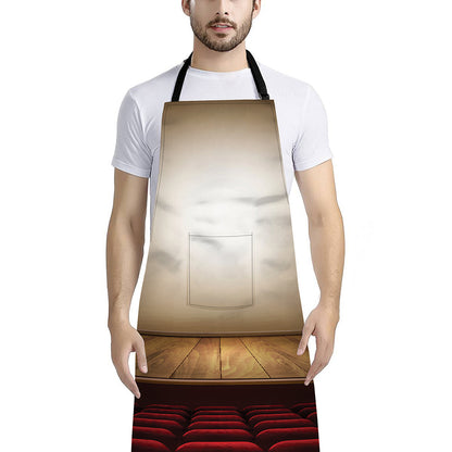 Theater Stage Print Bib Apron With Pocket