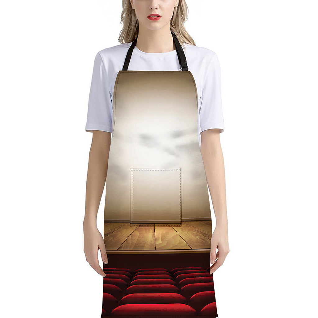 Theater Stage Print Bib Apron With Pocket