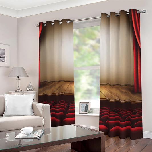 Theater Stage Print Blackout Grommet Curtains