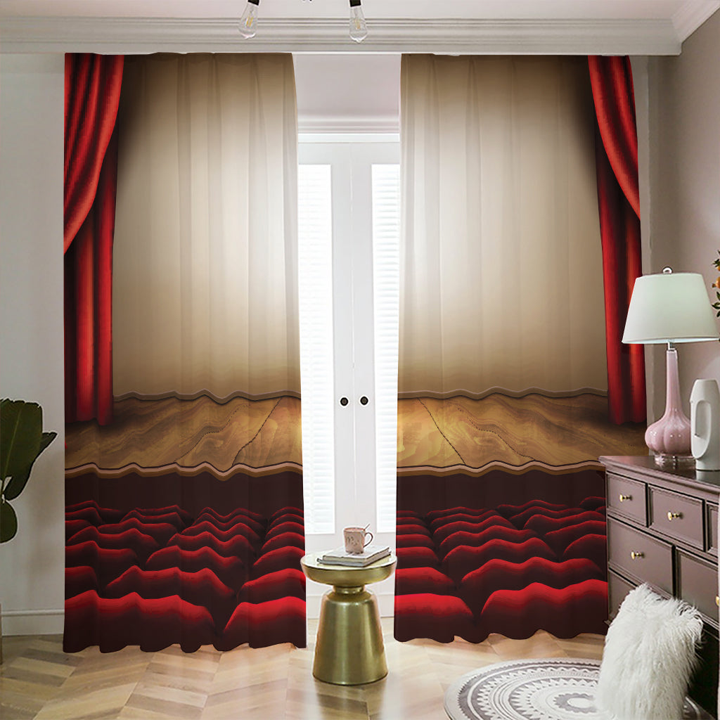 Theater Stage Print Blackout Pencil Pleat Curtains