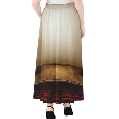 Theater Stage Print Chiffon Maxi Skirt
