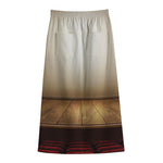 Theater Stage Print Cotton Front Slit Maxi Skirt