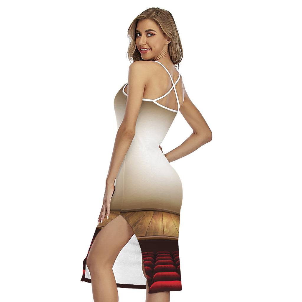 Theater Stage Print Cross Back Cami Dress