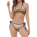 Theater Stage Print Halter Scoop Tie Side Bikini