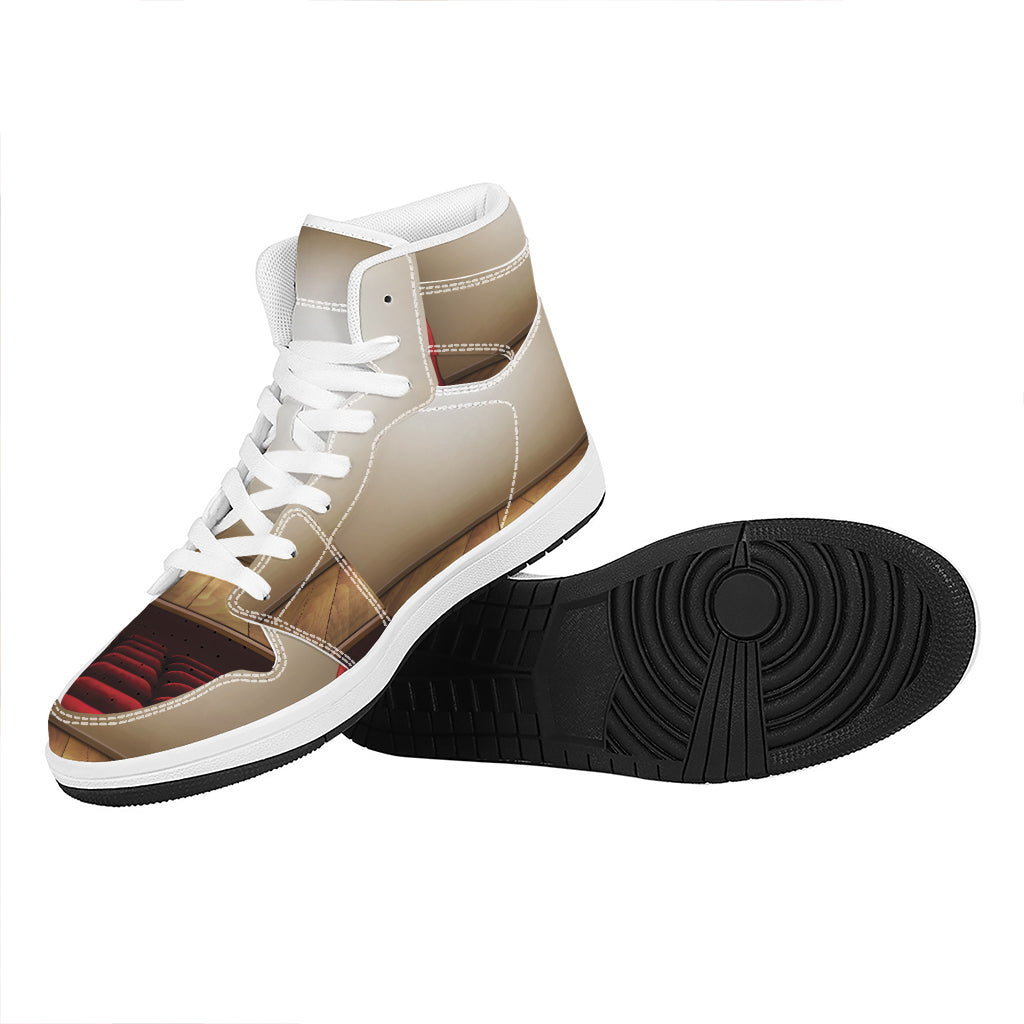 Theater Stage Print High Top Leather Sneakers