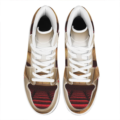 Theater Stage Print High Top Leather Sneakers