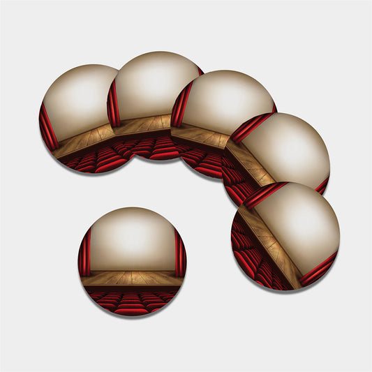 Theater Stage Print Leather Coaster Set