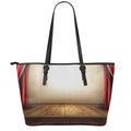Theater Stage Print Leather Tote Bag With Zipper