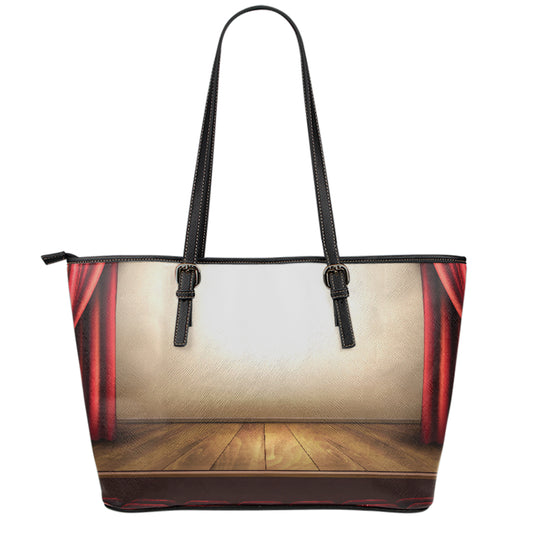Theater Stage Print Leather Tote Bag