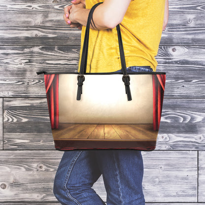 Theater Stage Print Leather Tote Bag