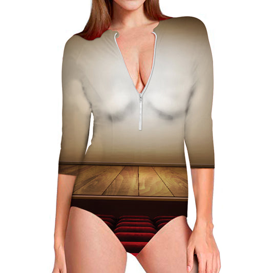 Theater Stage Print Long Sleeve Swimsuit