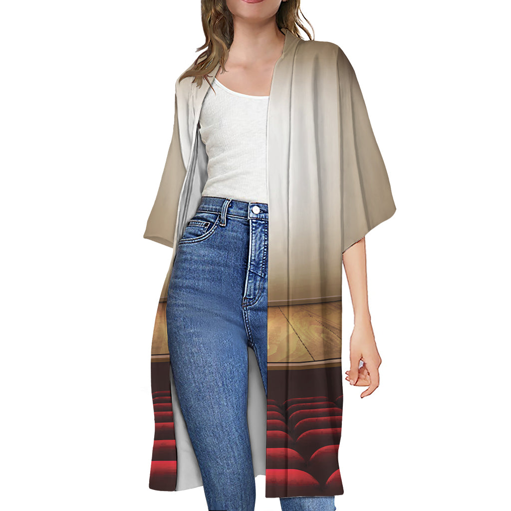 Theater Stage Print Open Front Beach Cover Up