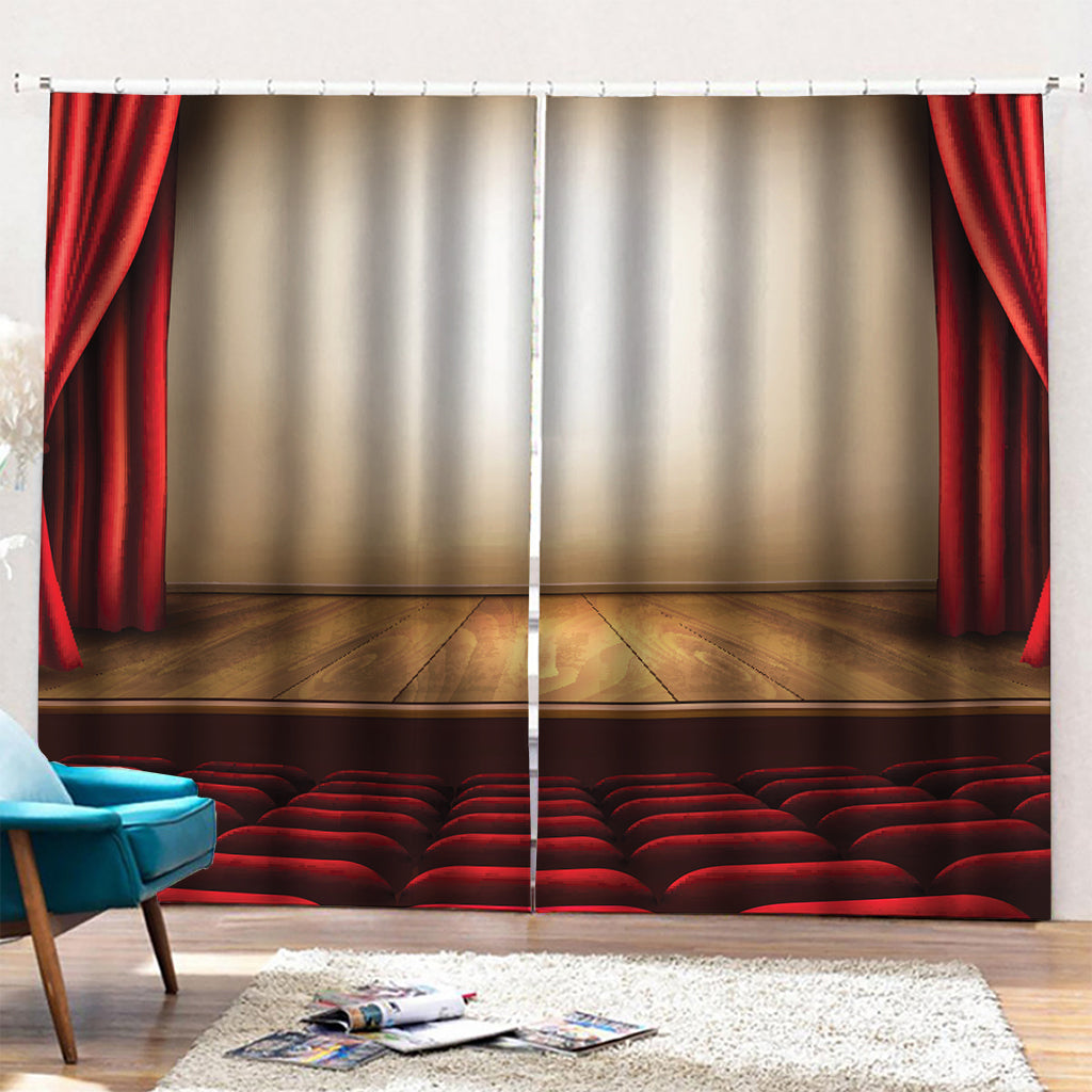 Theater Stage Print Pencil Pleat Curtains