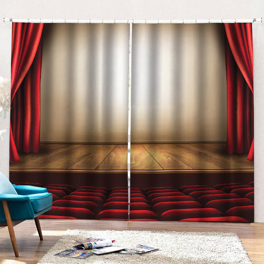 Theater Stage Print Pencil Pleat Curtains