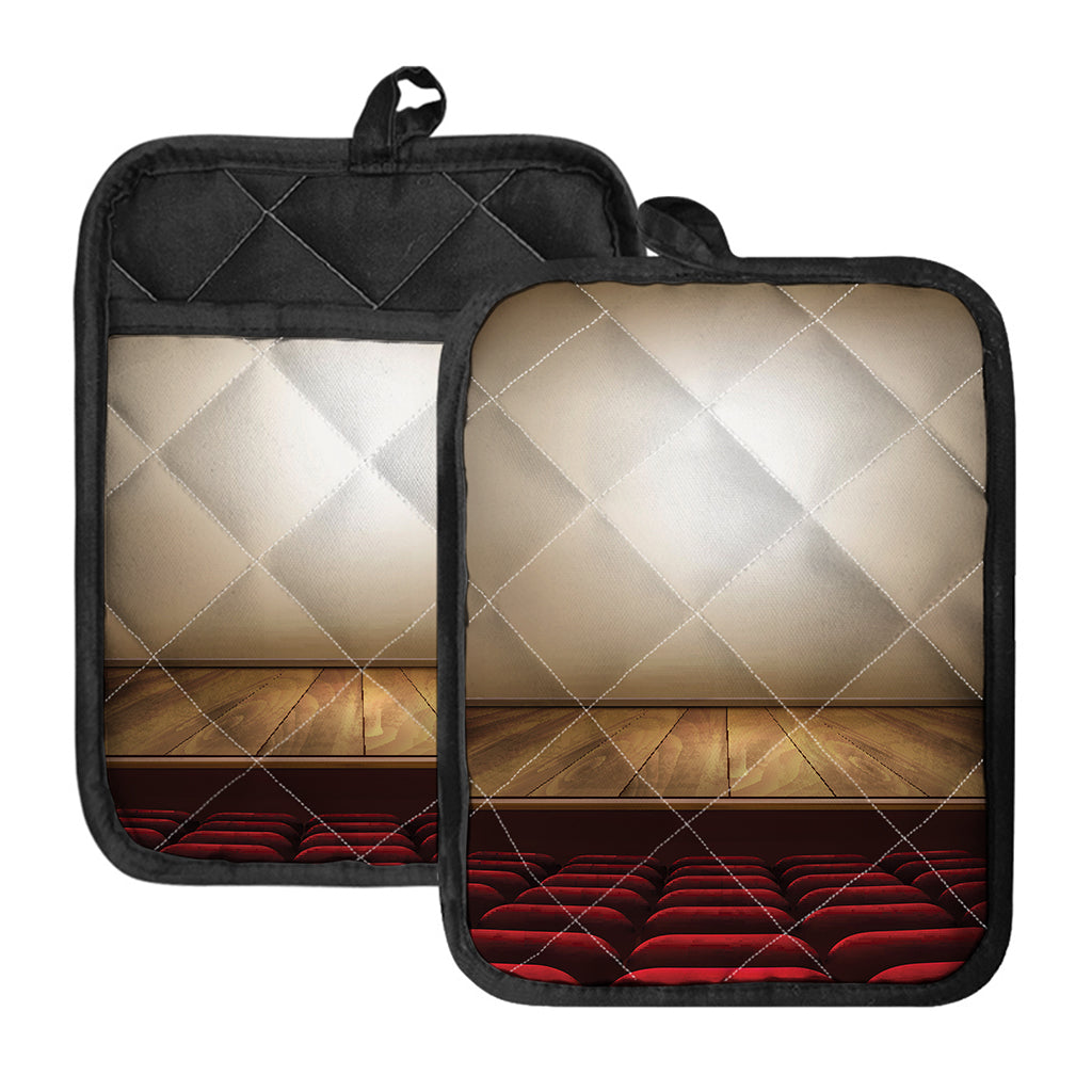 Theater Stage Print Pot Holders With Pocket