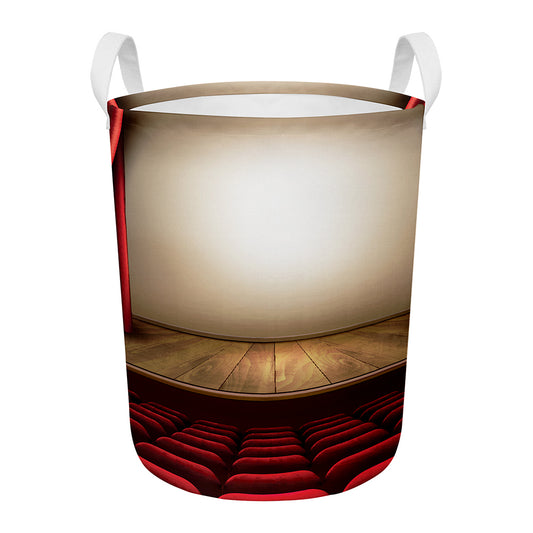 Theater Stage Print Round Laundry Basket
