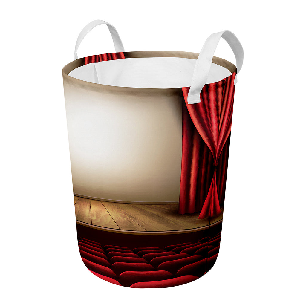 Theater Stage Print Round Laundry Basket
