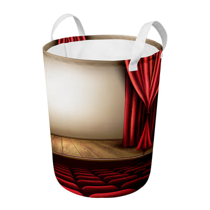 Theater Stage Print Round Laundry Basket