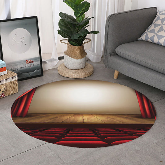 Theater Stage Print Round Rug