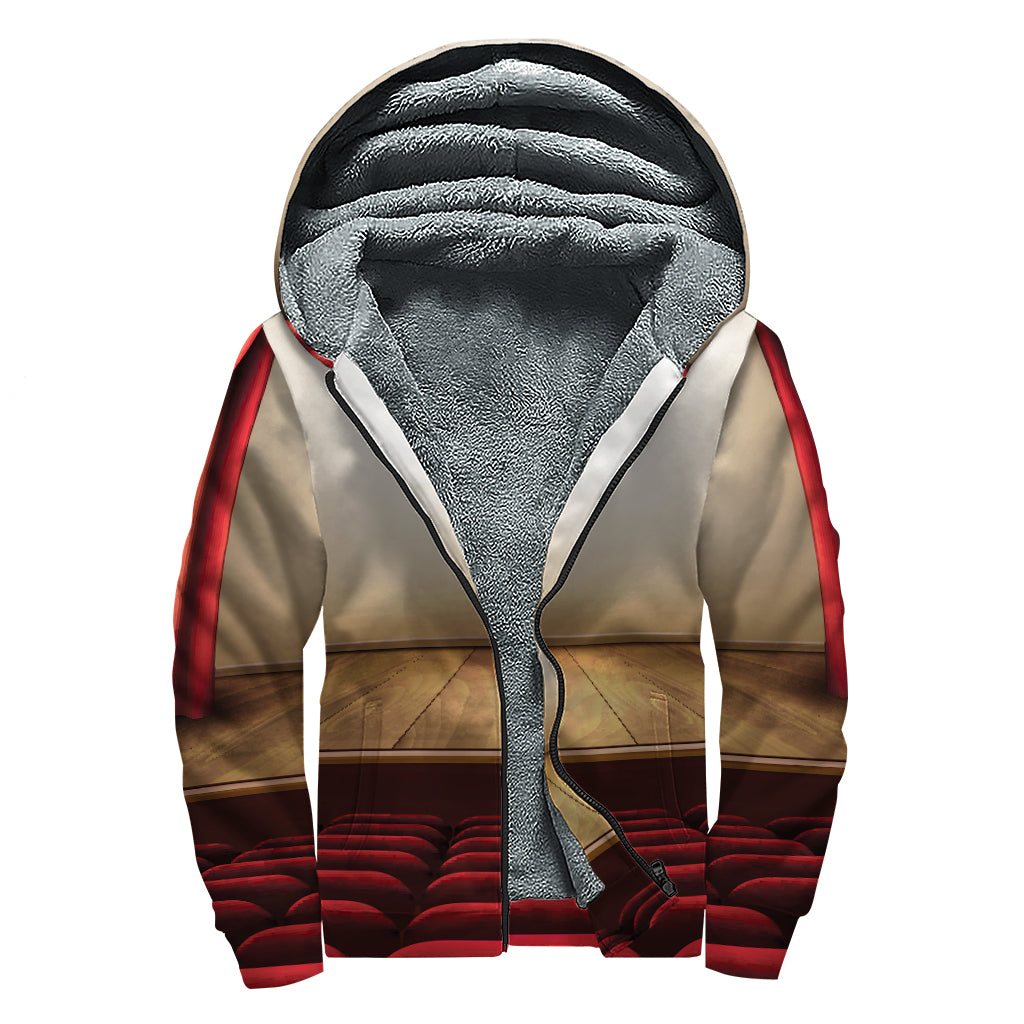 Theater Stage Print Sherpa Lined Zip Up Hoodie