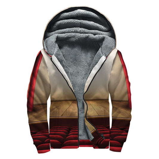Theater Stage Print Sherpa Lined Zip Up Hoodie