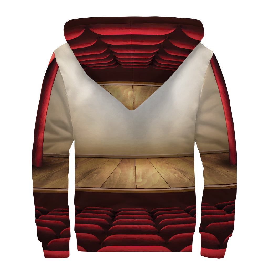 Theater Stage Print Sherpa Lined Zip Up Hoodie