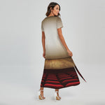 Theater Stage Print Short Sleeve Maxi Dress