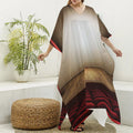 Theater Stage Print Silk V-Neck Kaftan Dress