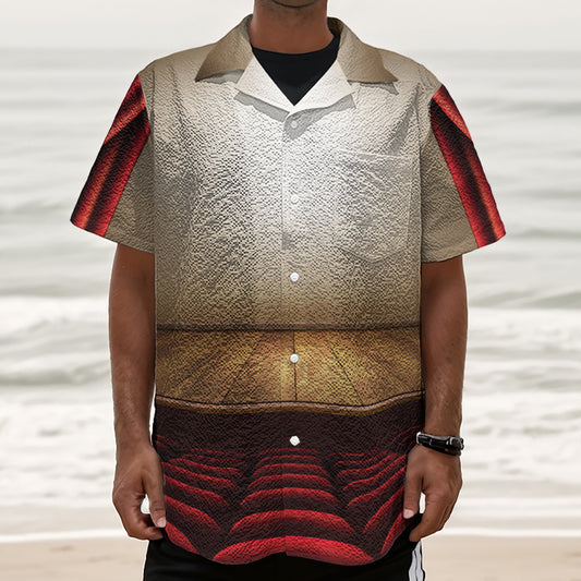 Theater Stage Print Textured Short Sleeve Shirt