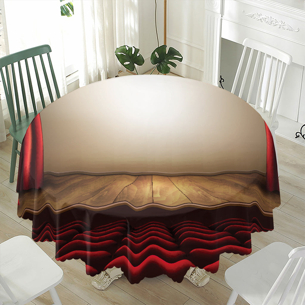 Theater Stage Print Waterproof Round Tablecloth